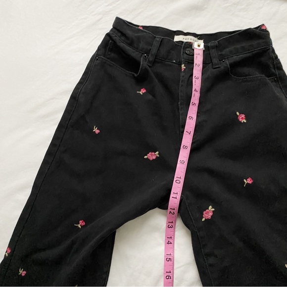 PacSun Rose Embroidered Black High Waisted Straight Leg Jeans - Picture 8 of 13